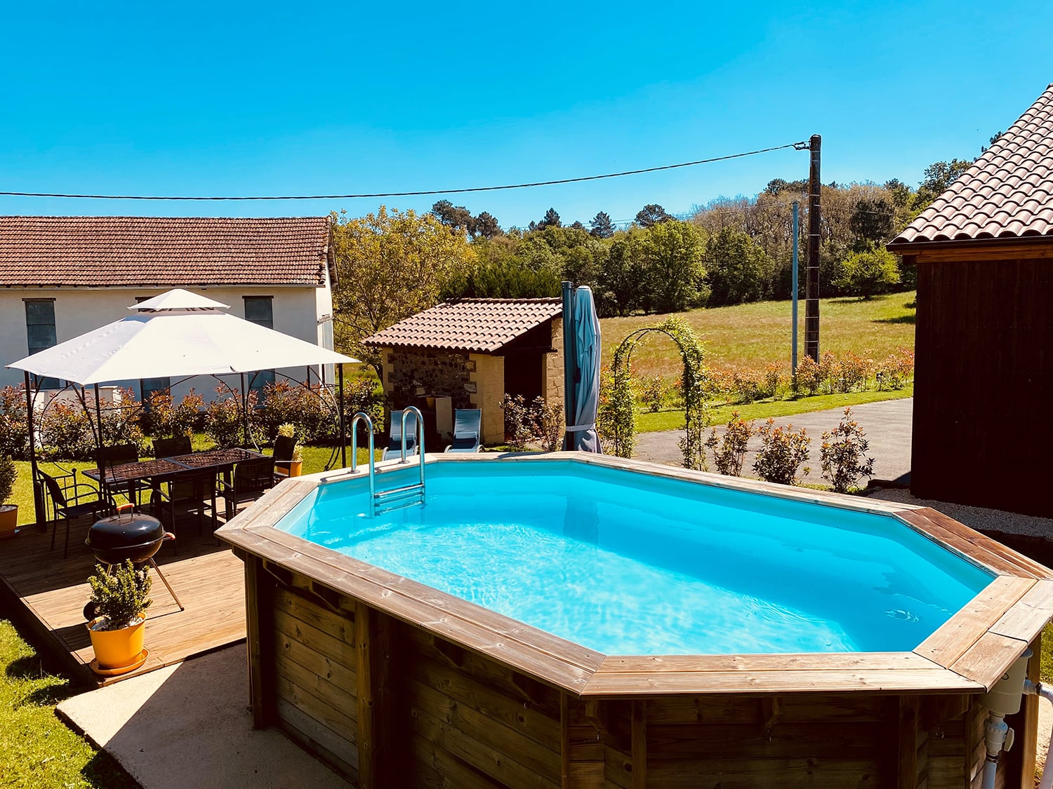 Private above-ground heated pool Private above-ground heated pool