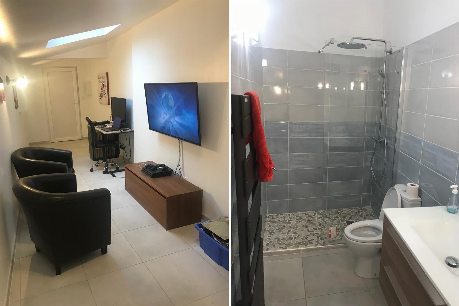 Salle de bain et cinema | Location maison dans le sud de la France