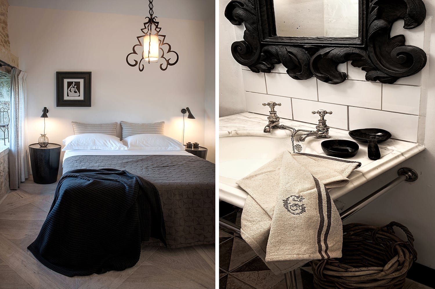 Chambre et salle de bain | Cottage de vacances à Floressas